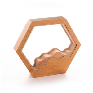 درع زجاج أكريليك بإطار خشبي سداسي