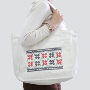 شنطة كتان مع سحاب حجم كبير